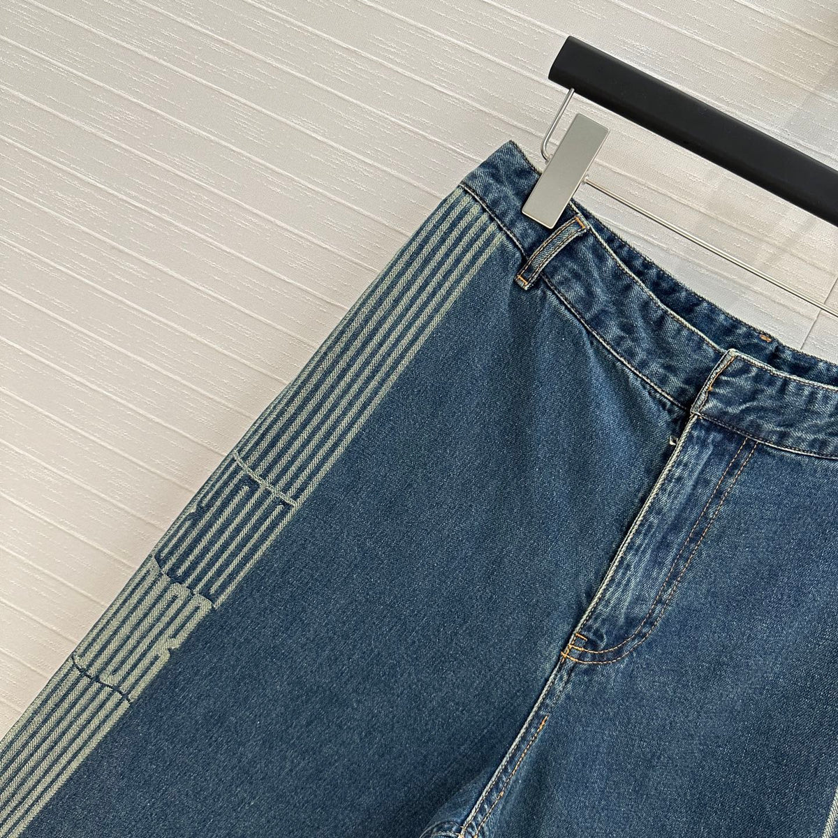 CD Stripe Straight Jeans Blue Cotton