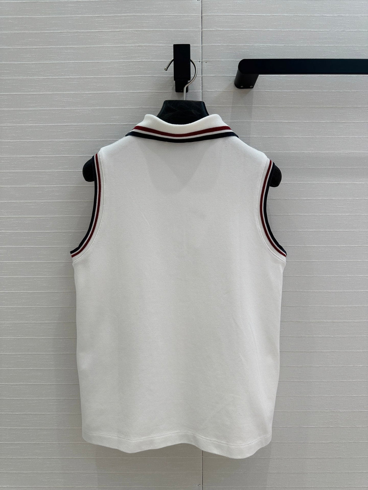 CD Polo Collar Vest Top White Cotton