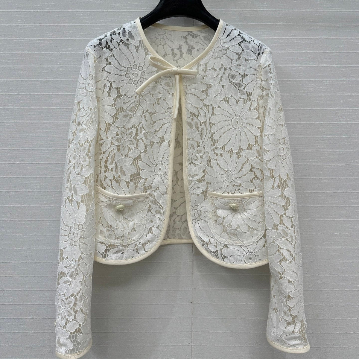 Celine 25 Lace Embroidered Cardigan Jacket White polyester