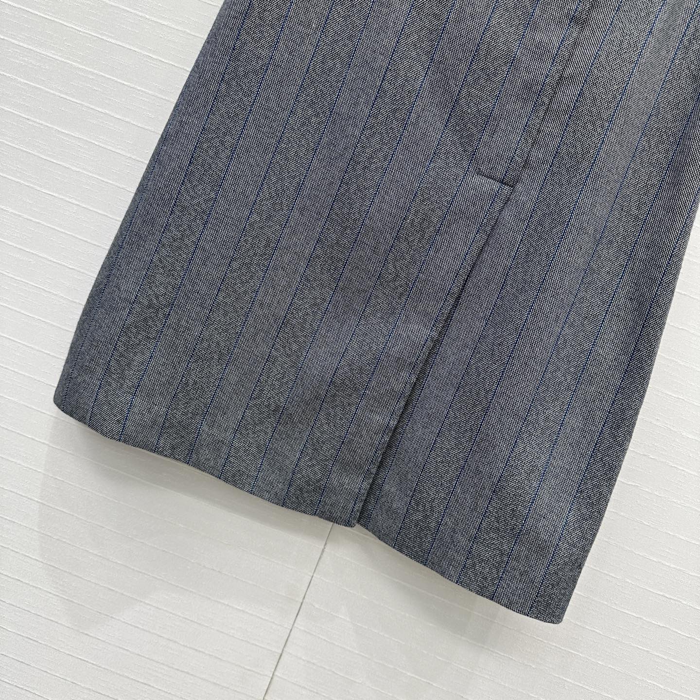Prada Striped Suit Mid-length Skirt Grey Wool Cotton Polyester