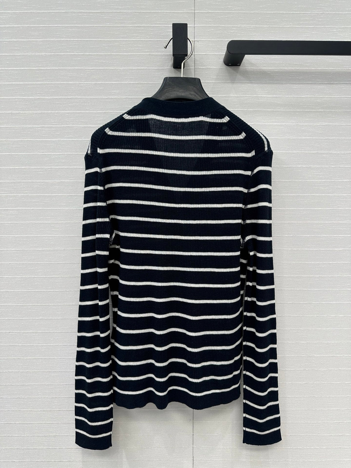 CD 25 Striped Cardigan Black mix White Linen Cashmere