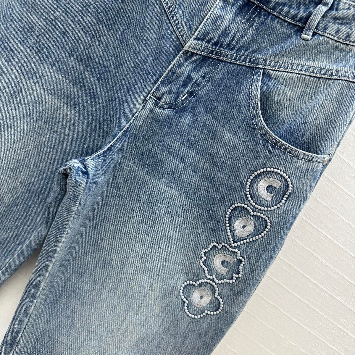 CC 25 Embroidered Pant Blue Denim Cotton