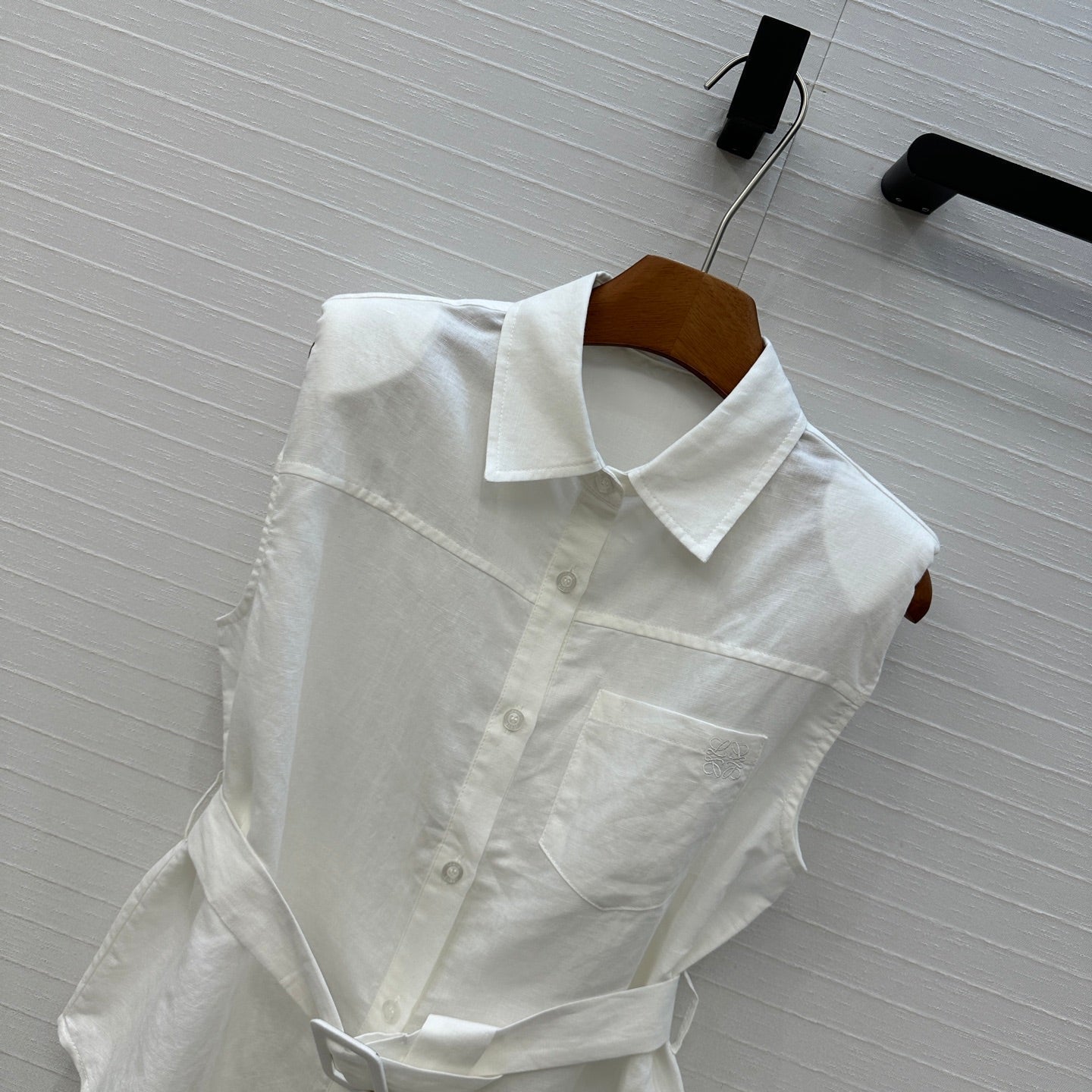 Loewe 25 Lace-up Waist Sleeveless Shirt White  Linen
