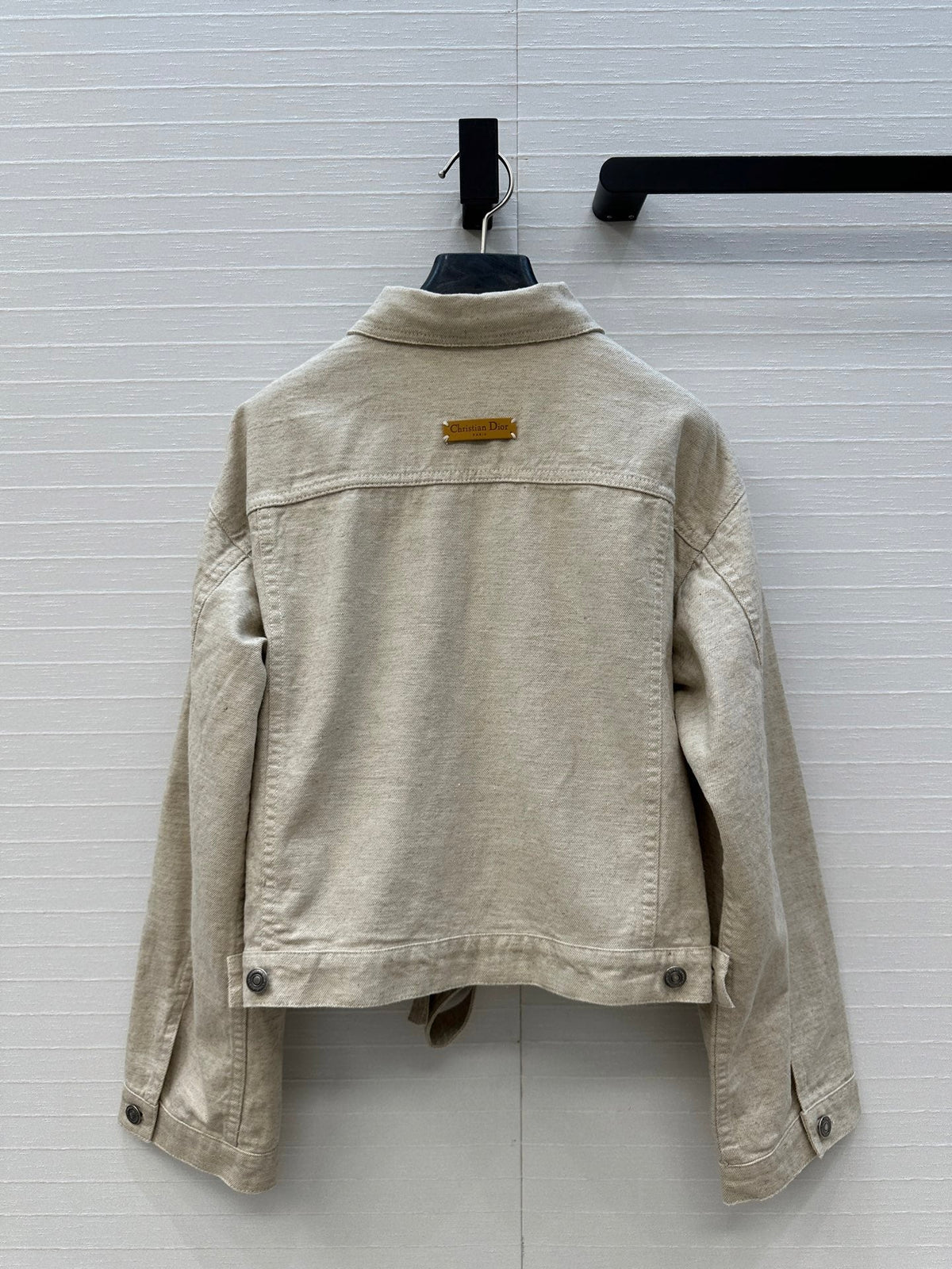 CD 25 Waist Tie Short Jacket Beige Cotton Cashmere
