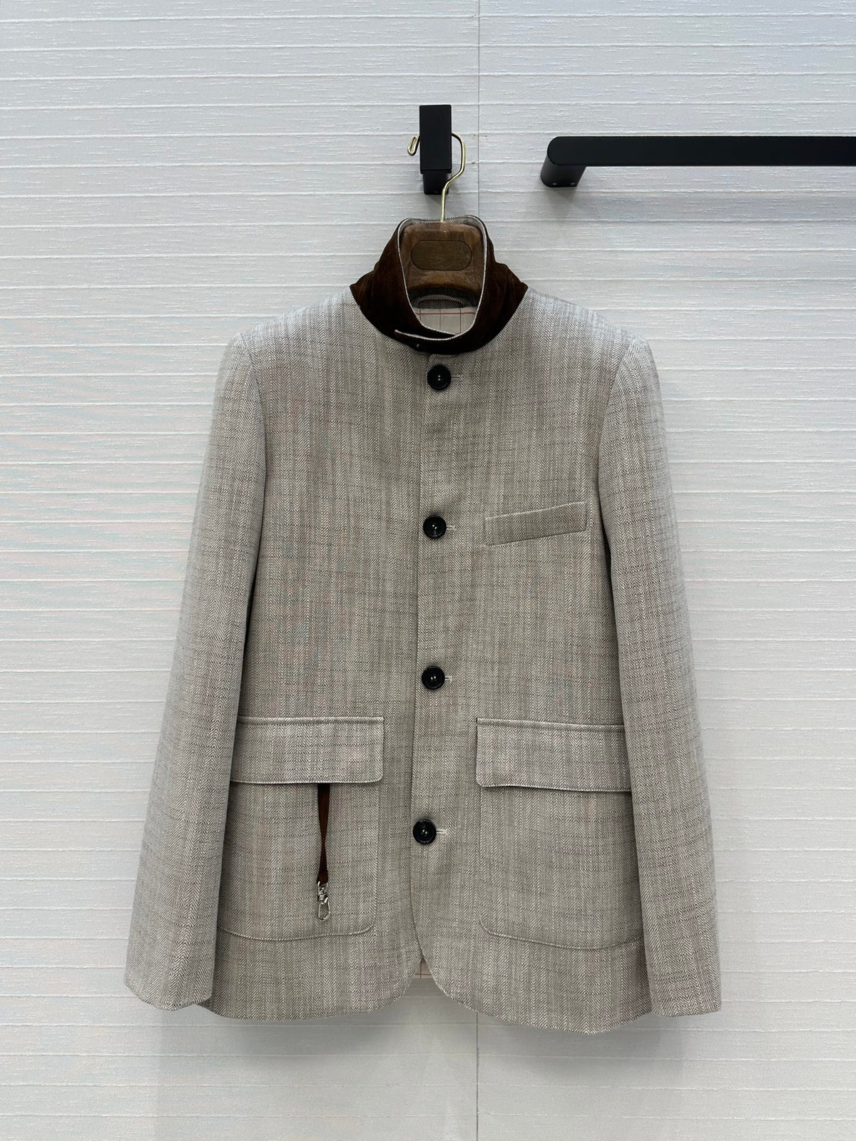 LP 25 Jacket Gray mix Brown Tencel Linen Cotton 310159
