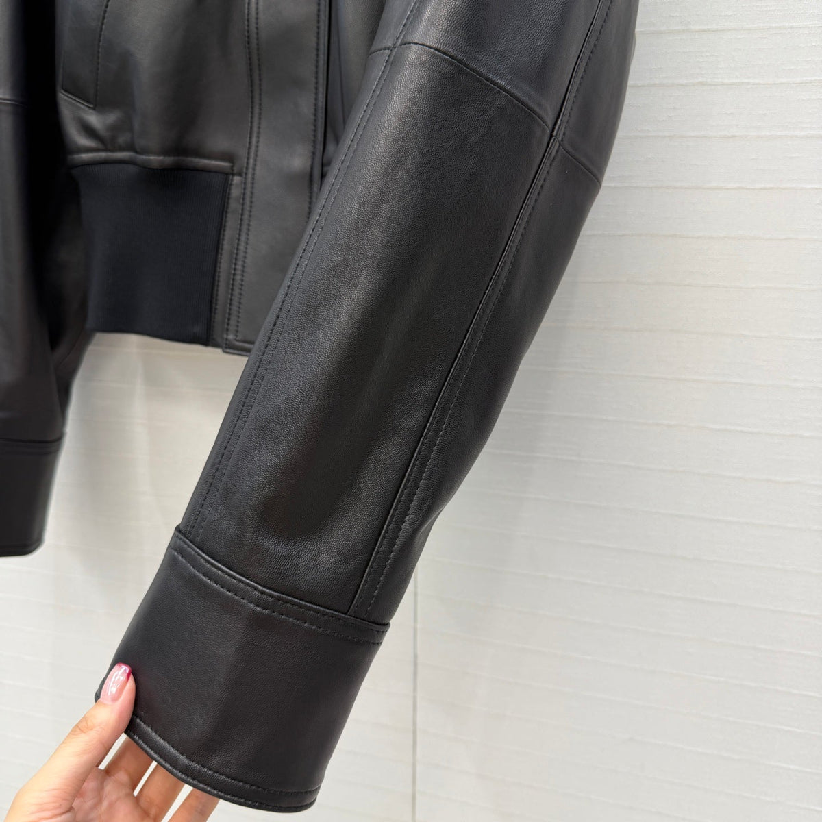 Bottega Veneta 2026 Blouson Ribbed Jacket Black Leather 425980