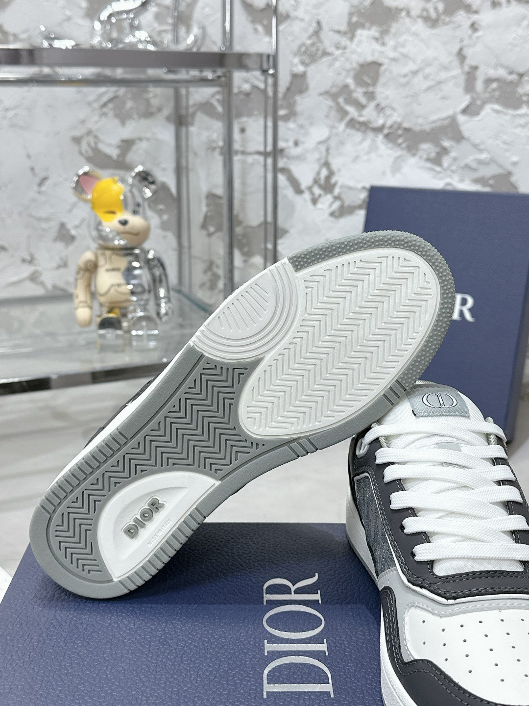 CD B27 Low-Top Sneaker 30mm In Grey Black Monogram Calfskin  100801