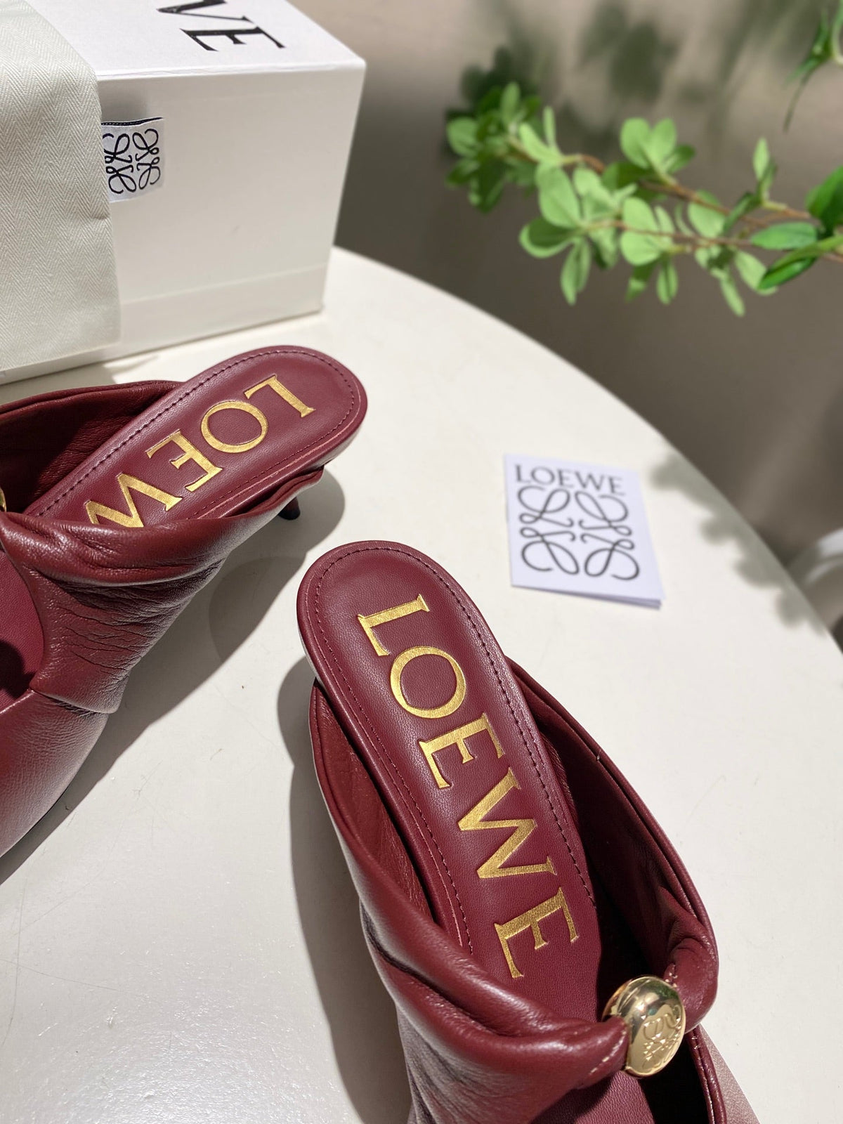 Loewe 25 Pebble Mule Ruby Red Lambskin