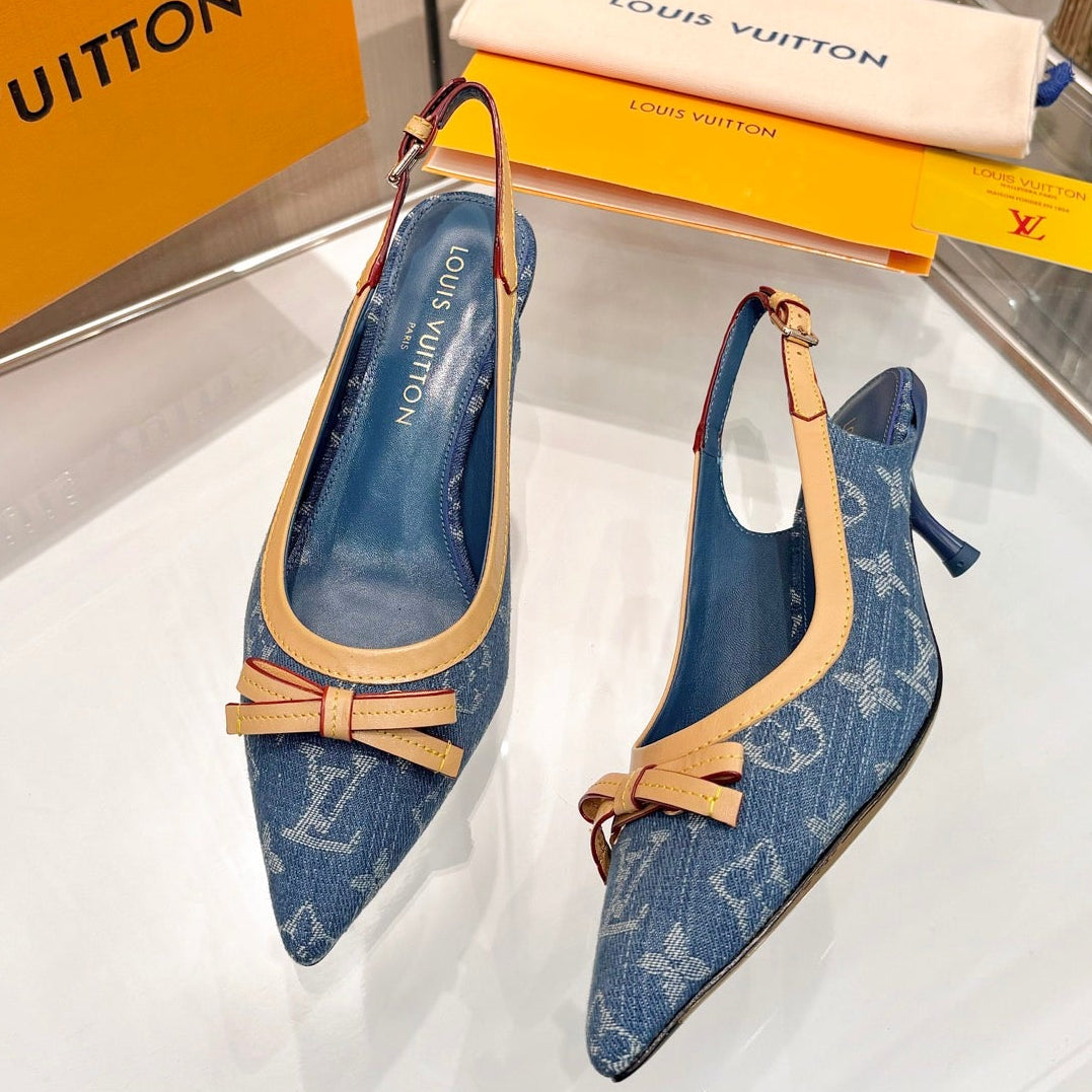 Louis Vuitton 2026 Slingback 55mm Blue Denim Leather 832886