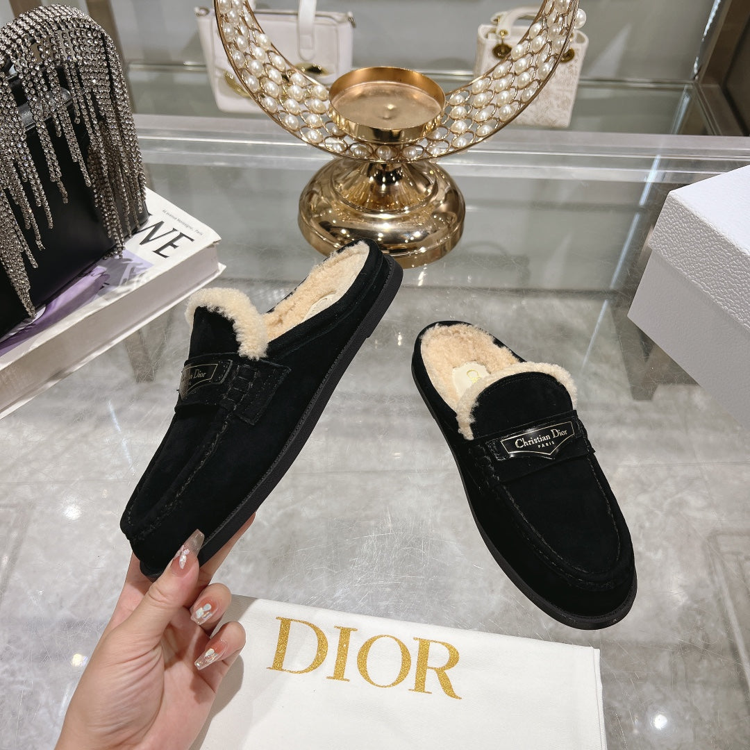 CD Boy Mule In Black Suede With Fleece Lining  996448