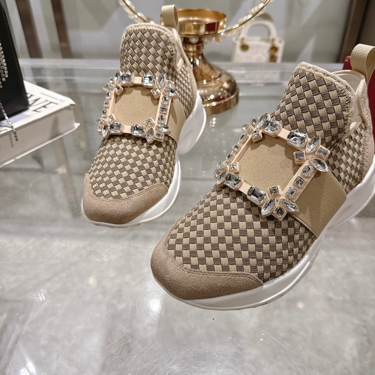 Viv Diamond Sneaker Brown Custom Woven 262956