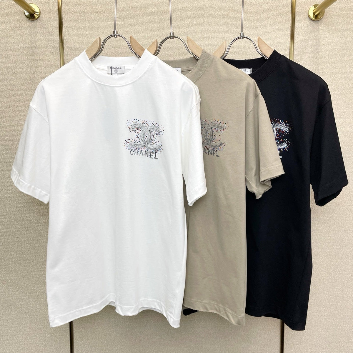 CC 2026 Short Sleeve T-Shirt Rhinestone Cotton 150799