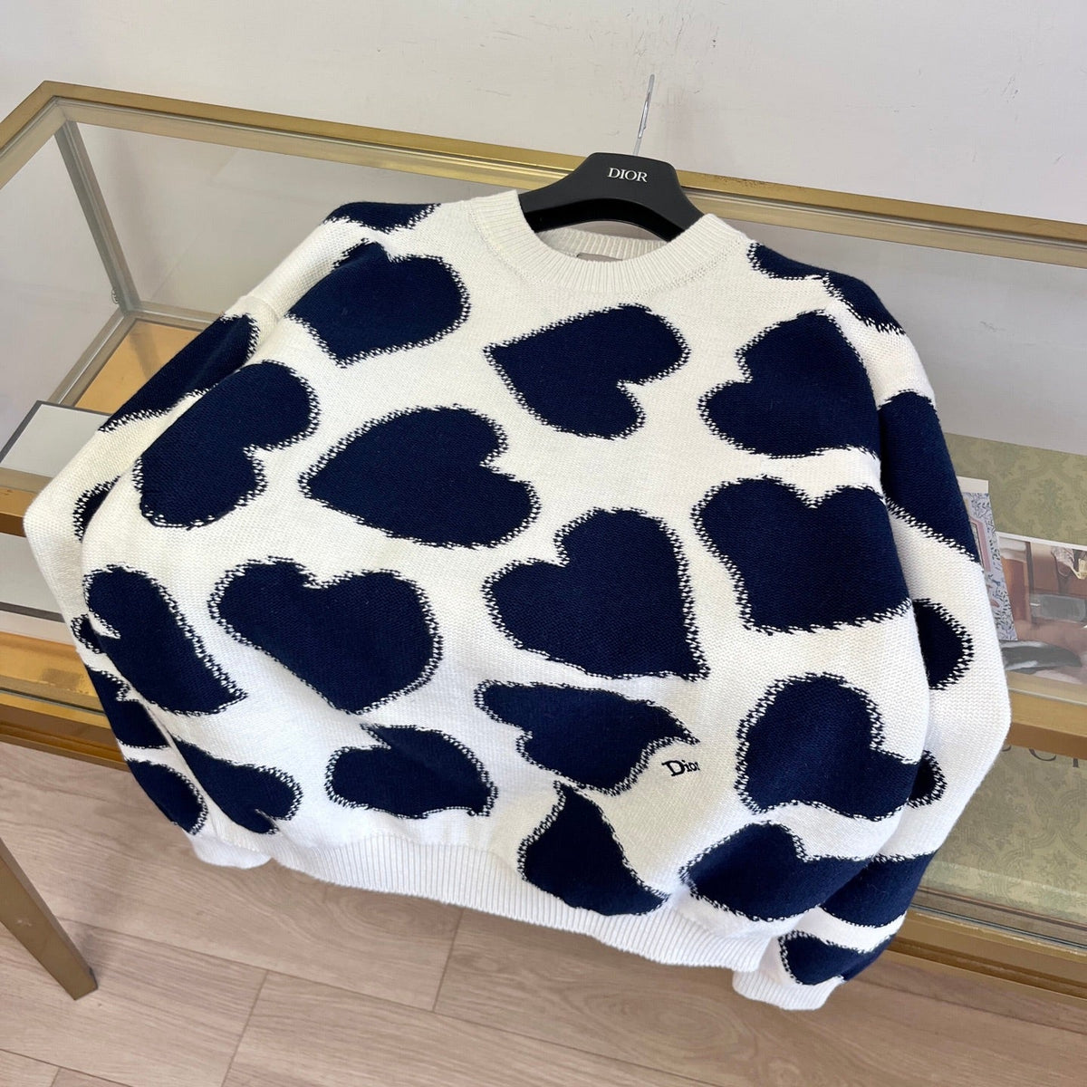 Dior 2026 Heart Sweater White And Blue Wool 431802