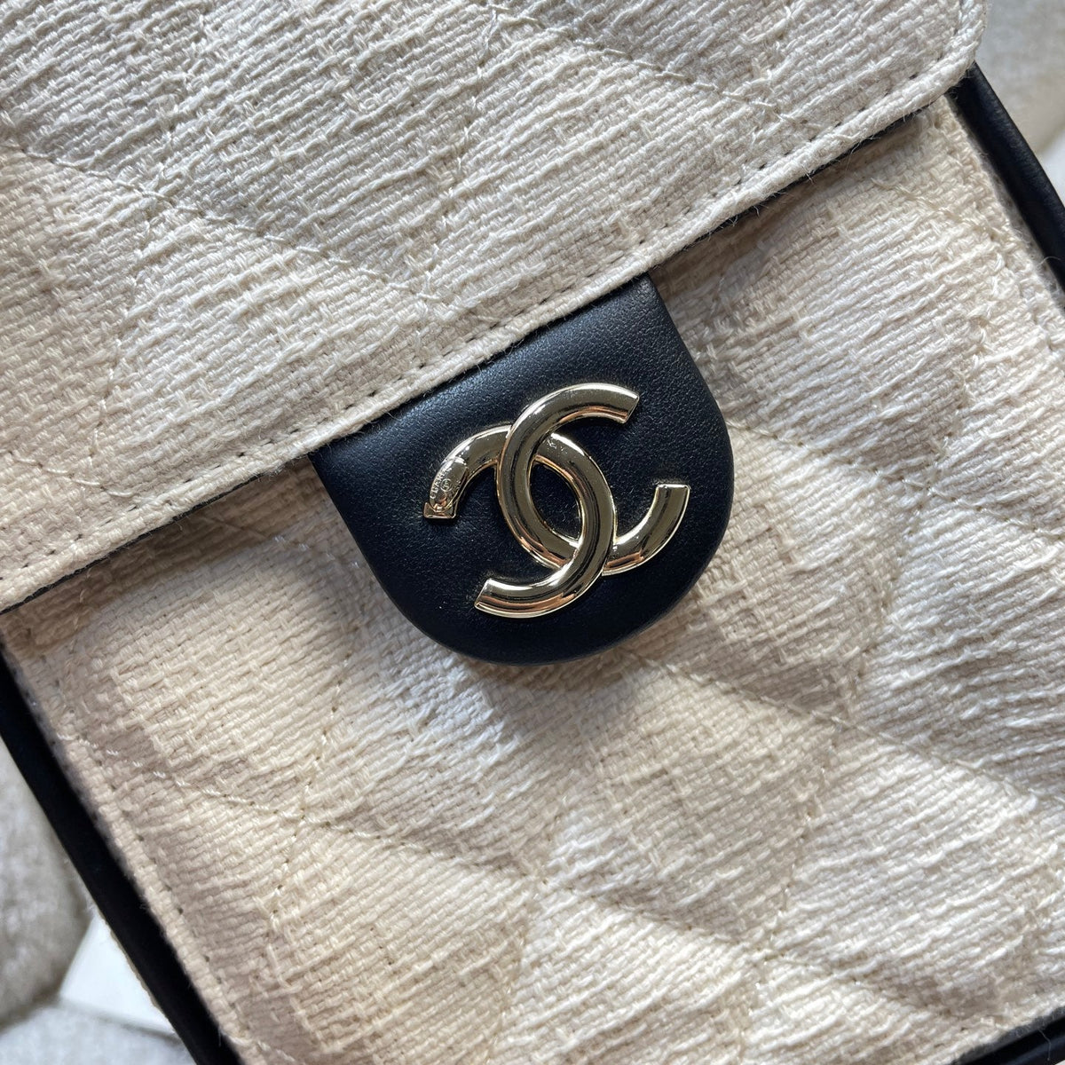 Chanel 2026 Hobo Bag Black Cream Canvas Leather