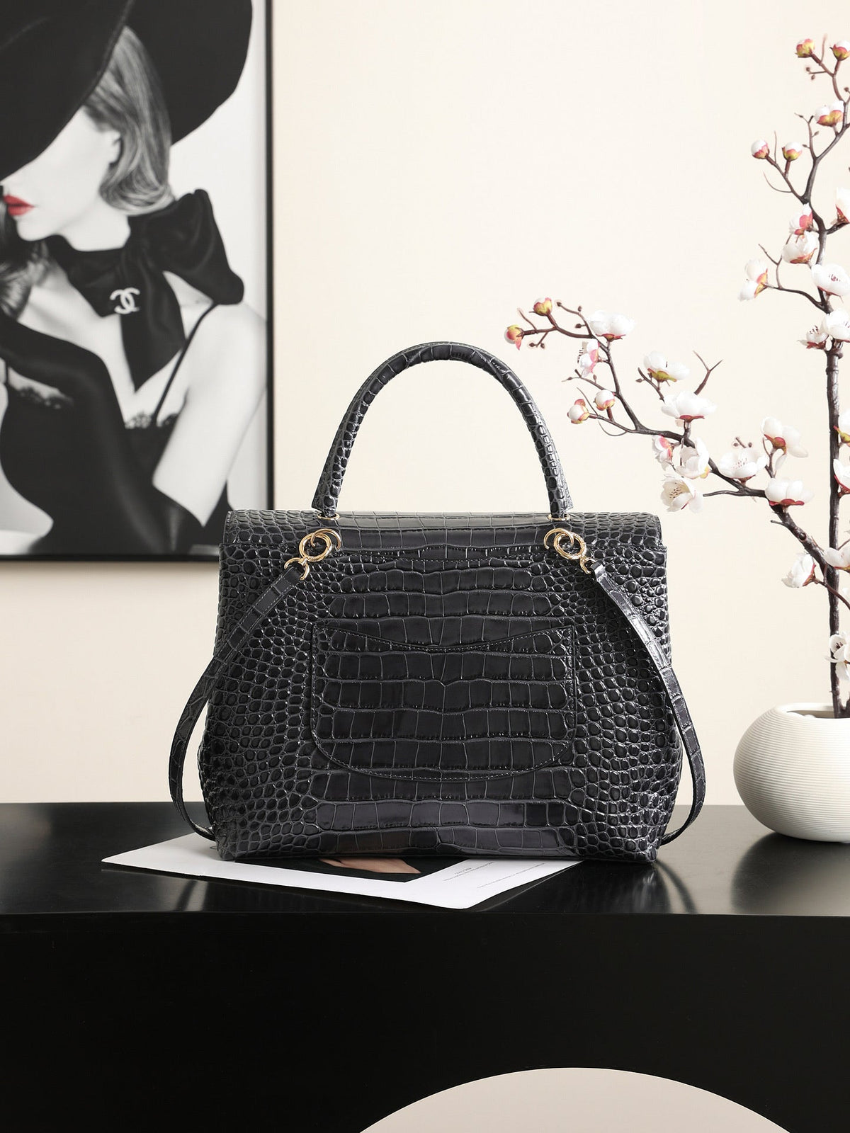 Chanel 2026 Large Flap Bag 31cm Crocodile-Embossed Leather 407098