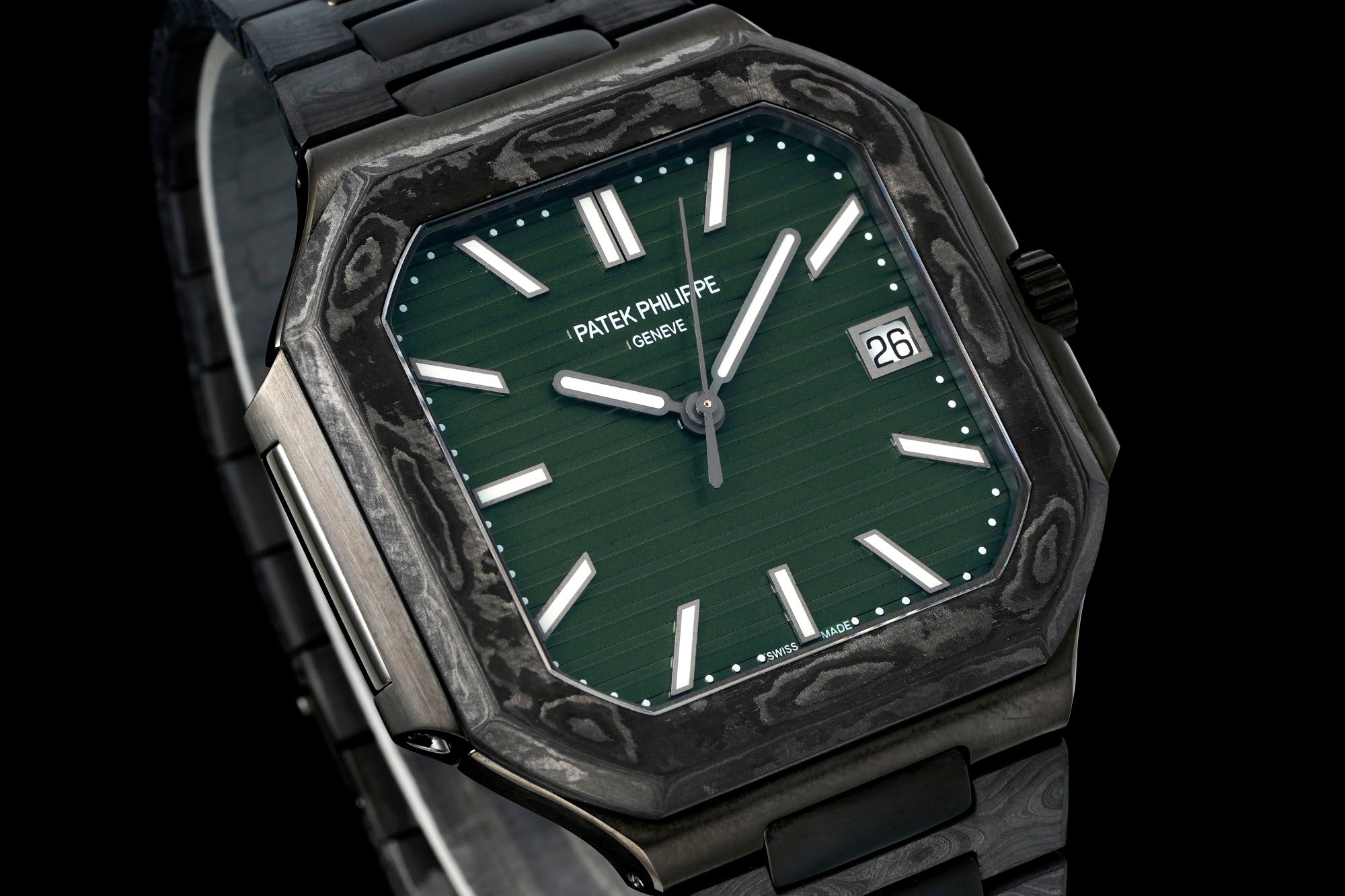 Patek Philippe Cubitus 45mm Black Carbon Fiber Case Green Dial