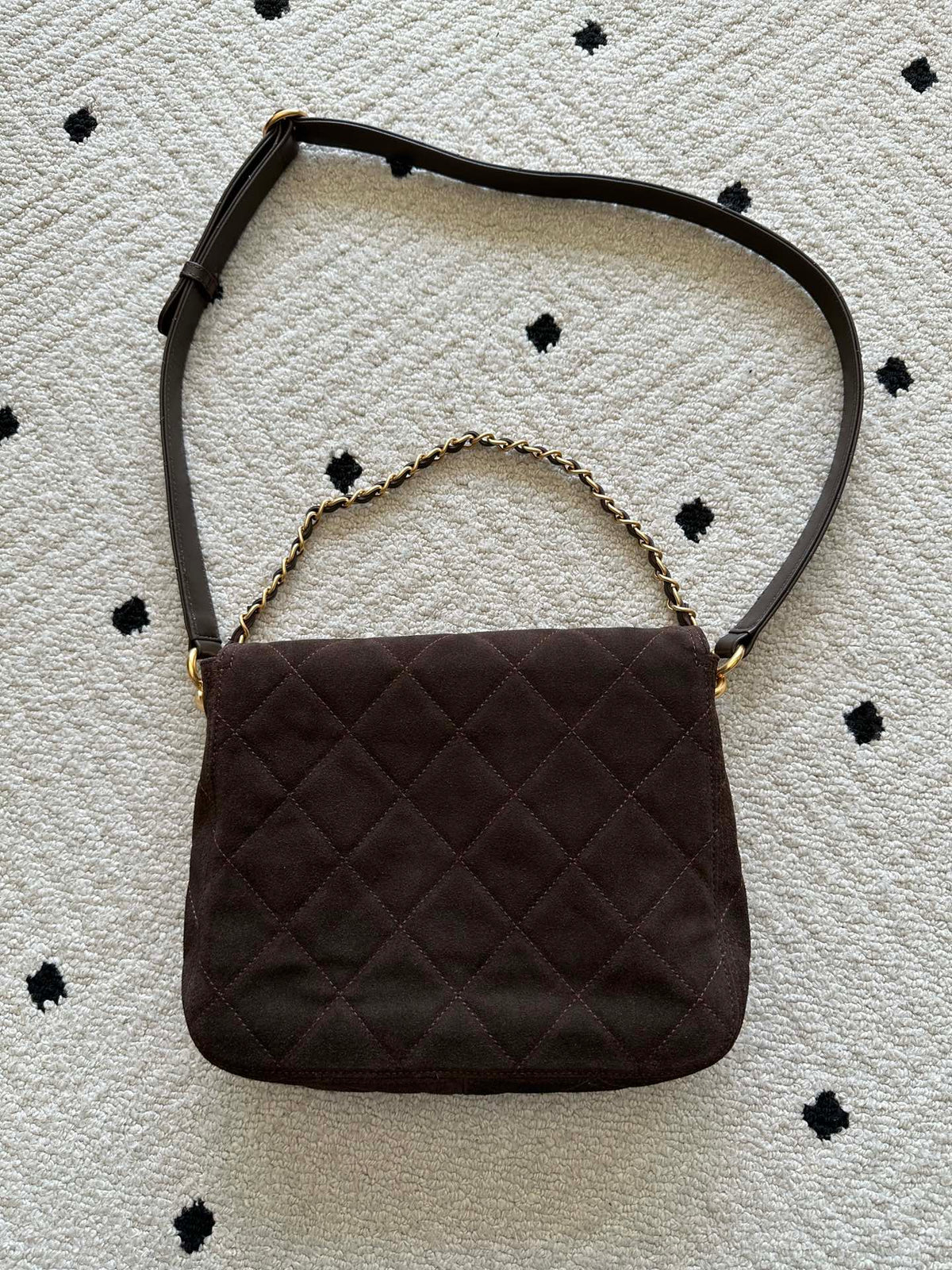 Chane 2026 Shoulder Bag 25cm Brown Suede