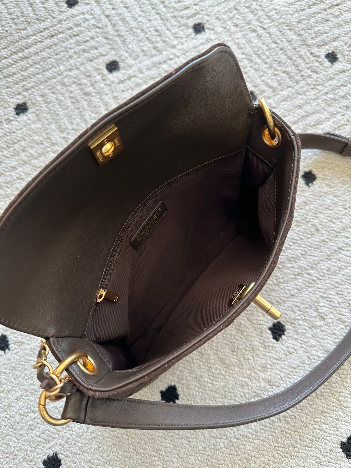 Chane 2026 Shoulder Bag 25cm Brown Suede