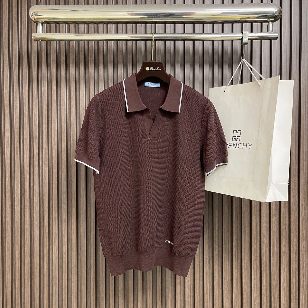 PRA 2026 Men's Short Polo Shirt Brown Knit Fabric 858387