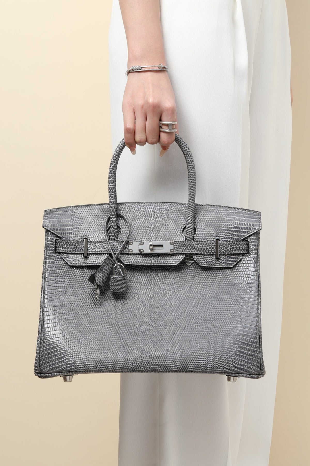 High-end Hermes 2026 Birkin Bag 30cm Gris Fonce Lizard Skin