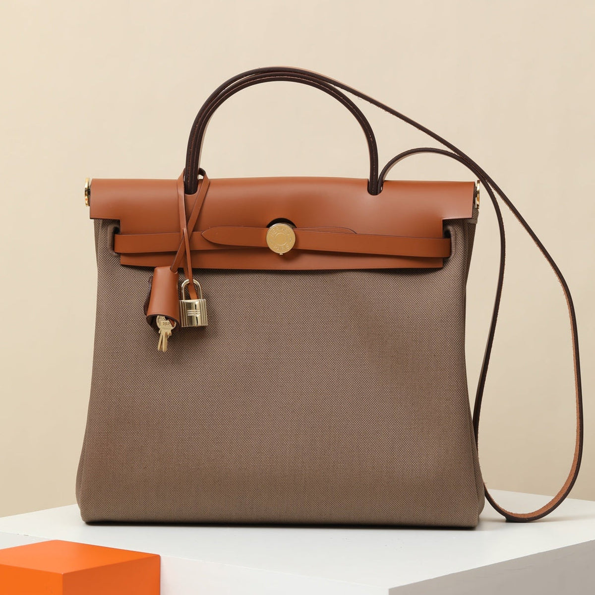 High-end Hermes 2026 Herbag Zip 31cm Hunter Leather And Canvas