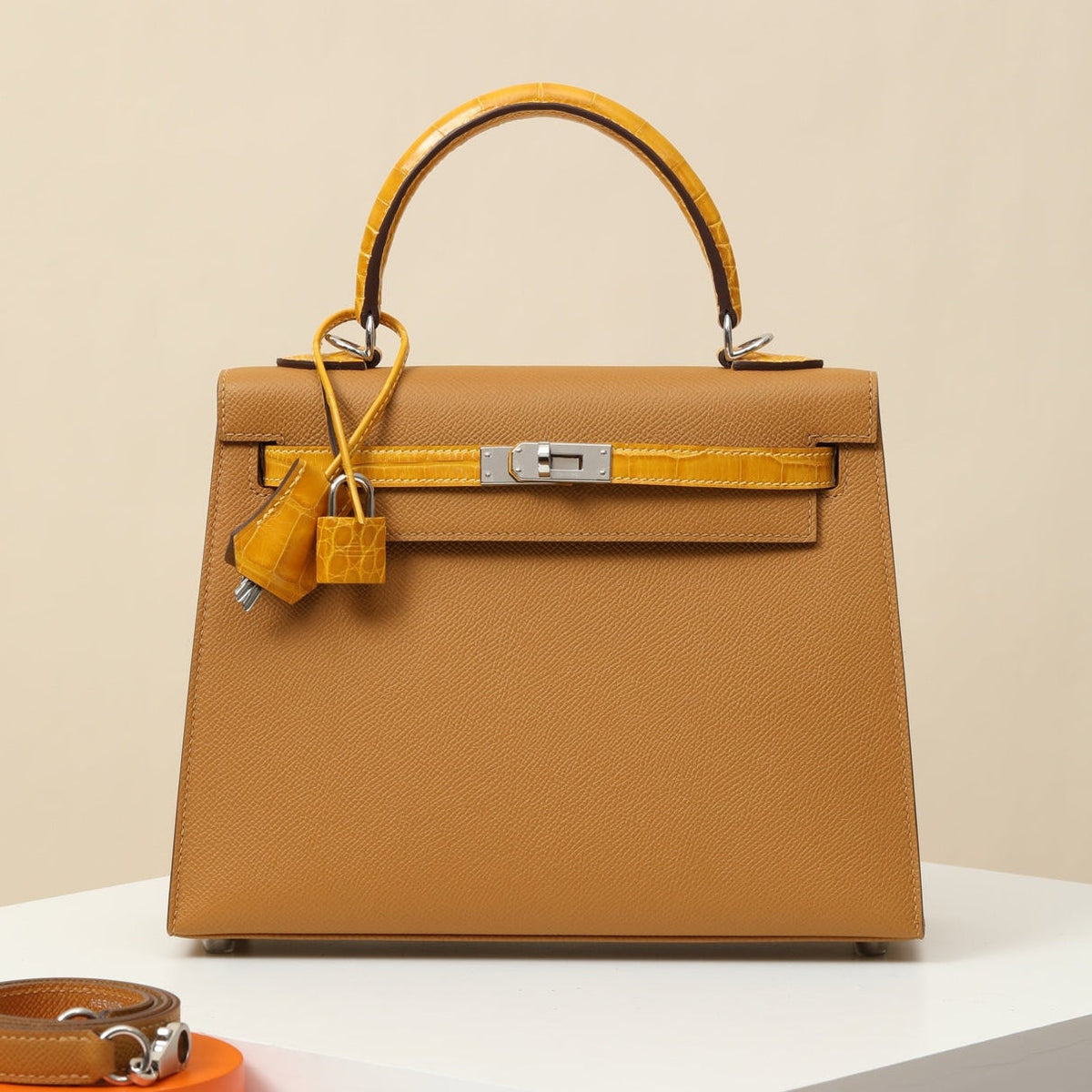 High-end Hermes 2026 Kelly Touch 25cm Epsom Leather And Glossy Alligator