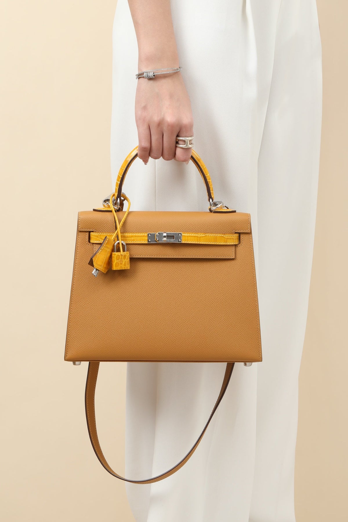 High-end Hermes 2026 Kelly Touch 25cm Epsom Leather And Glossy Alligator