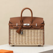 High-end Hermes 2026 Birkin Picnic Bag 25cm Swift Rattan