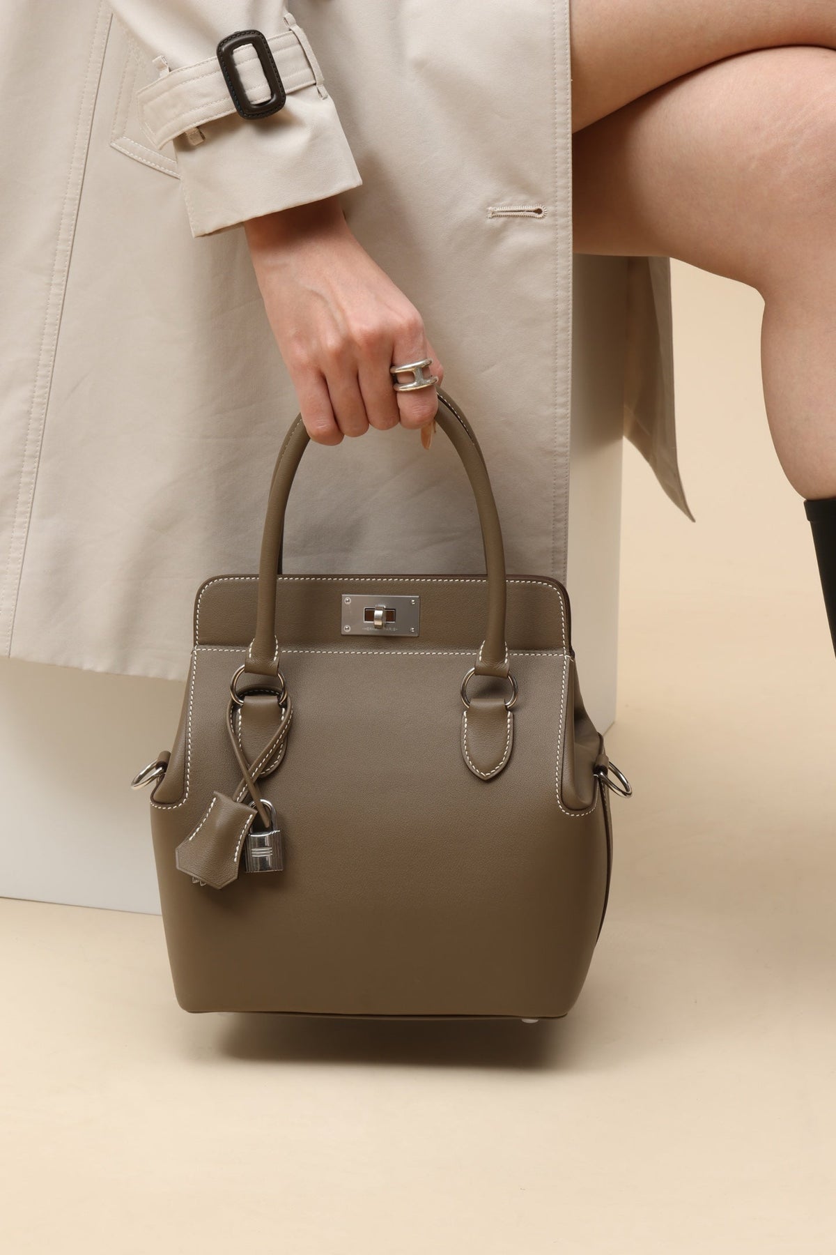 High-end Hermes 2026 Toolbox Bag 21cm Swift Leather