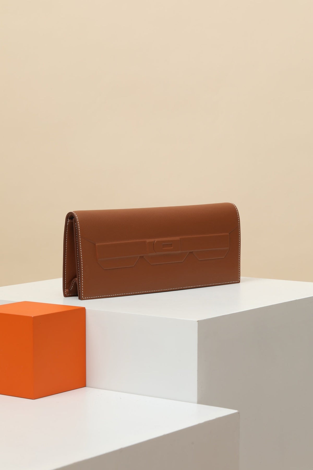 High-end Hermes 2026 Shadow Birkin Cut Clutch 29cm Golden Brown Swift Leather