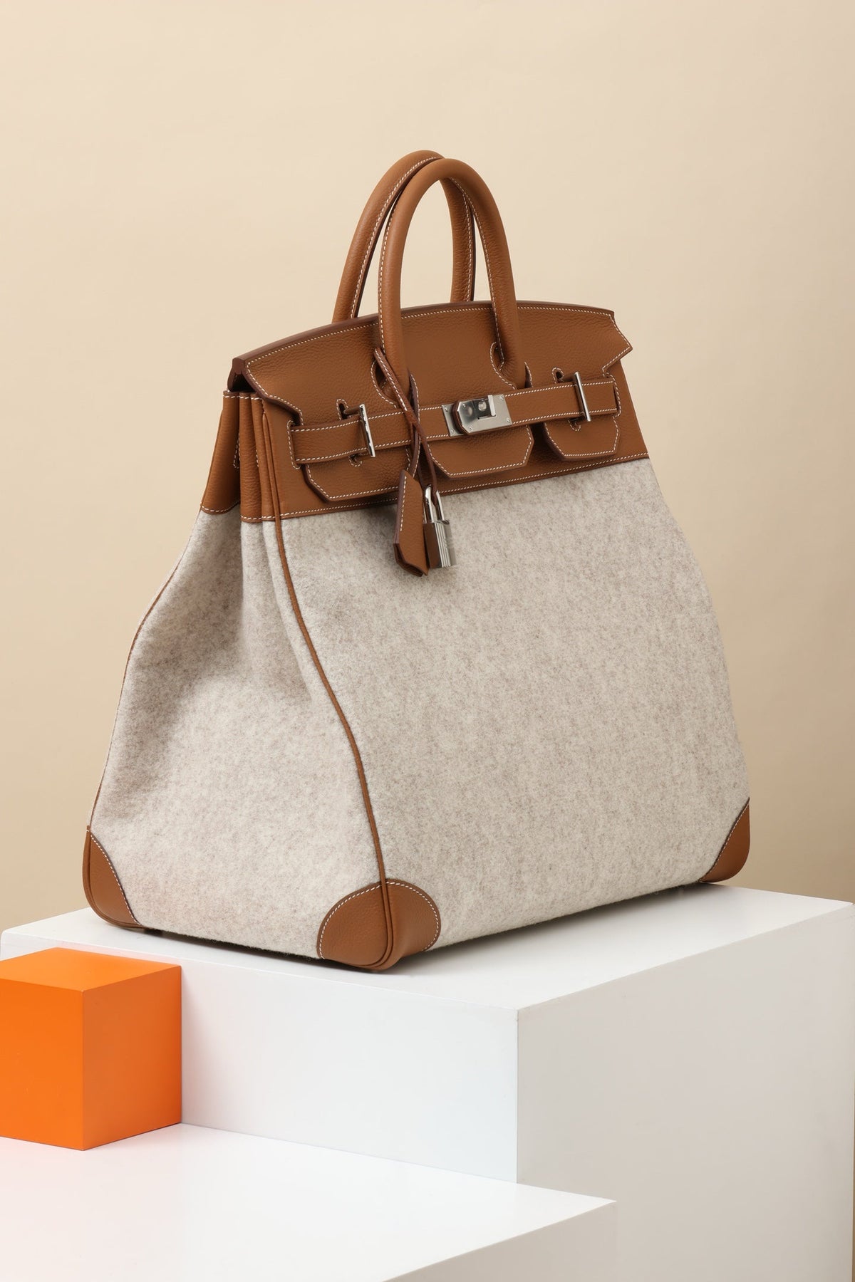 High-end Hermes 2026 Birkin Haut à Courroies 40 Bag Golden Brown Felt/Togo Leather