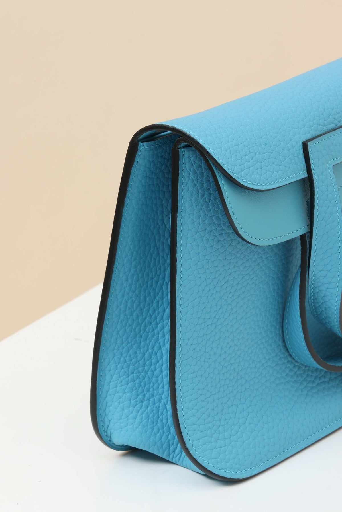High-end Hermes 2026 Halzan Bag 25cm Candy Blue Swift Leather