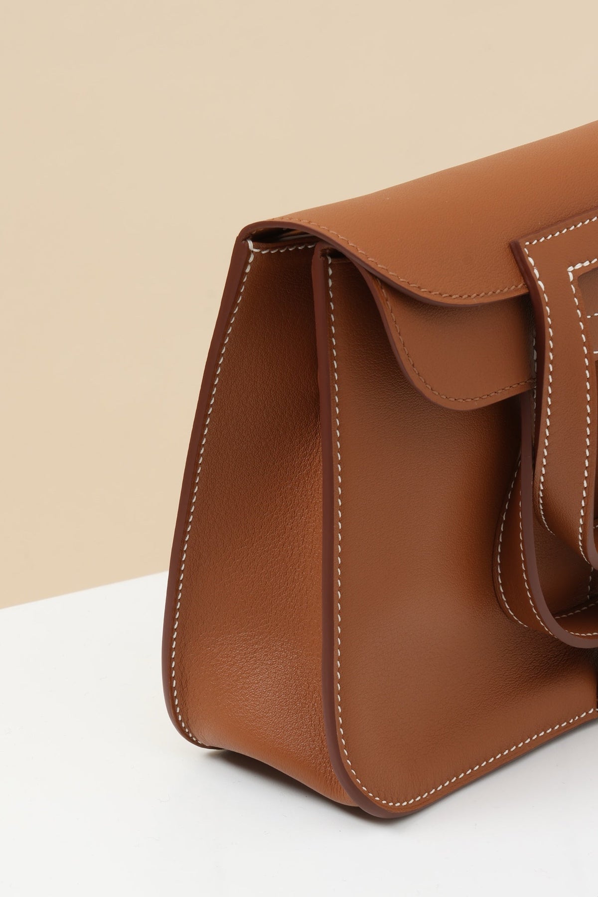 High-end Hermes 2026 Halzan Bag 22cm Golden Brown Swift Leather