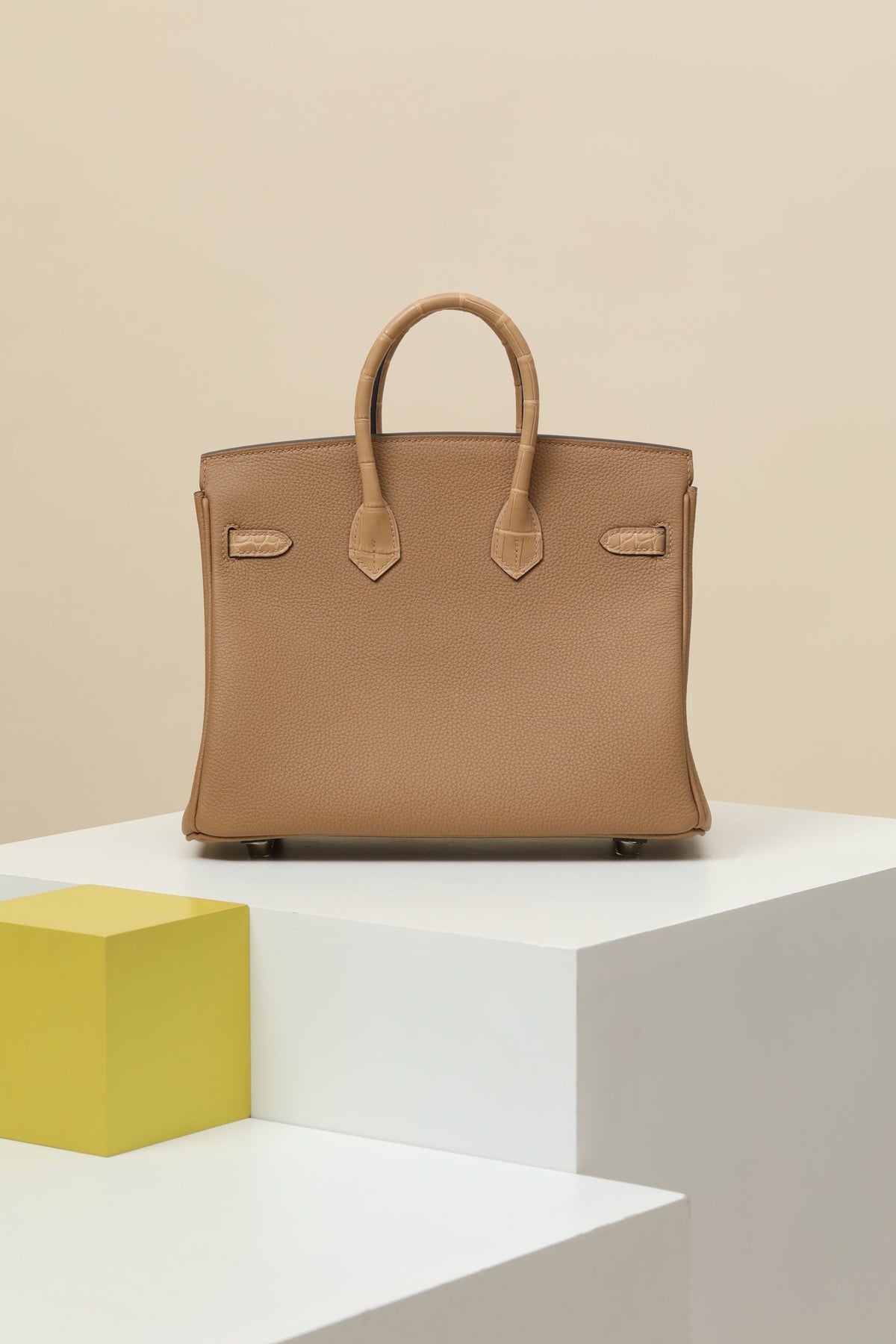 High-end Hermes 2026 Birkin Bag 30cm Milk Tea Togo And Crocodile Leather