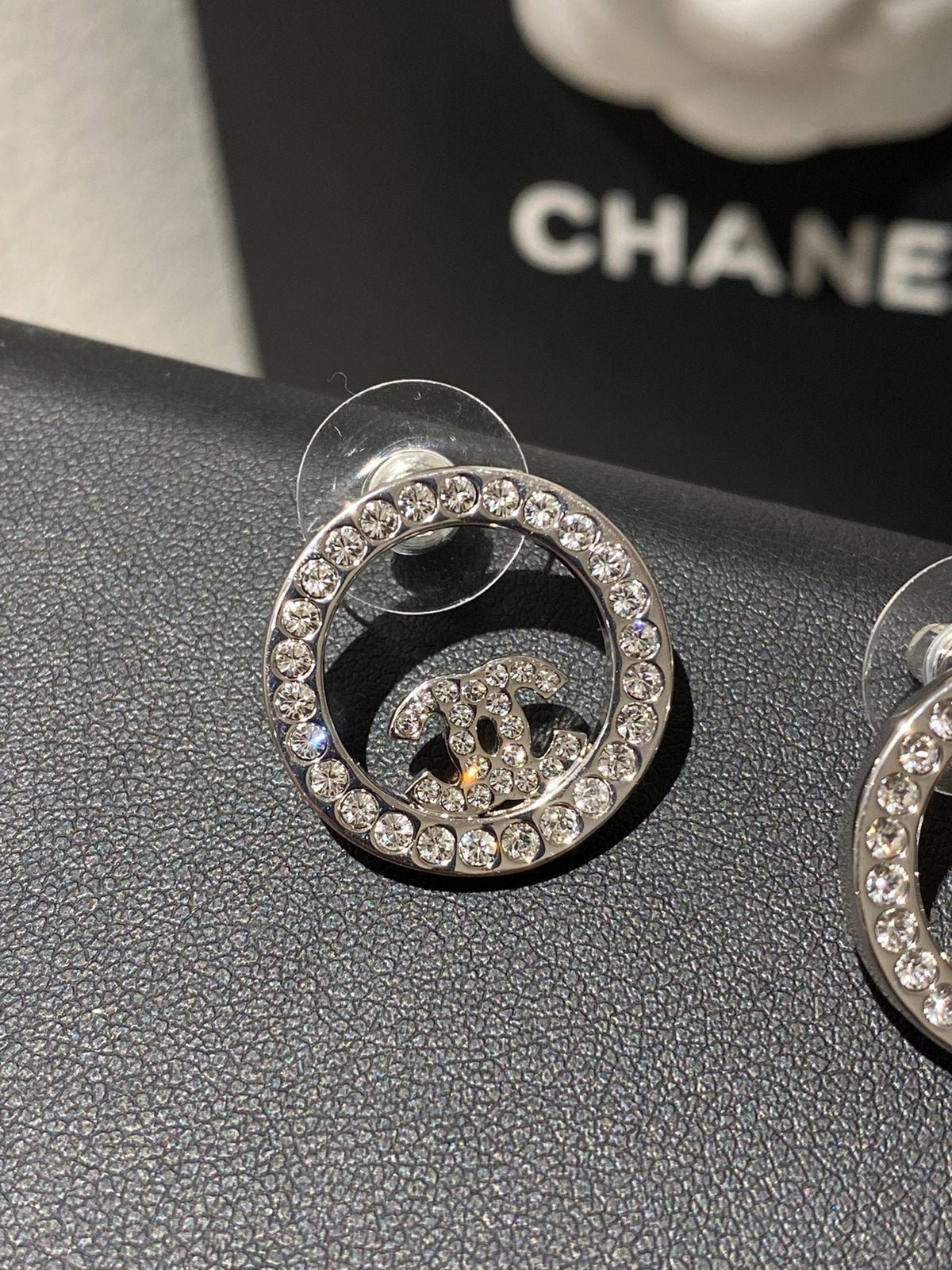 CC Classic Platinum Rhinestone Stud Sliver Earrings