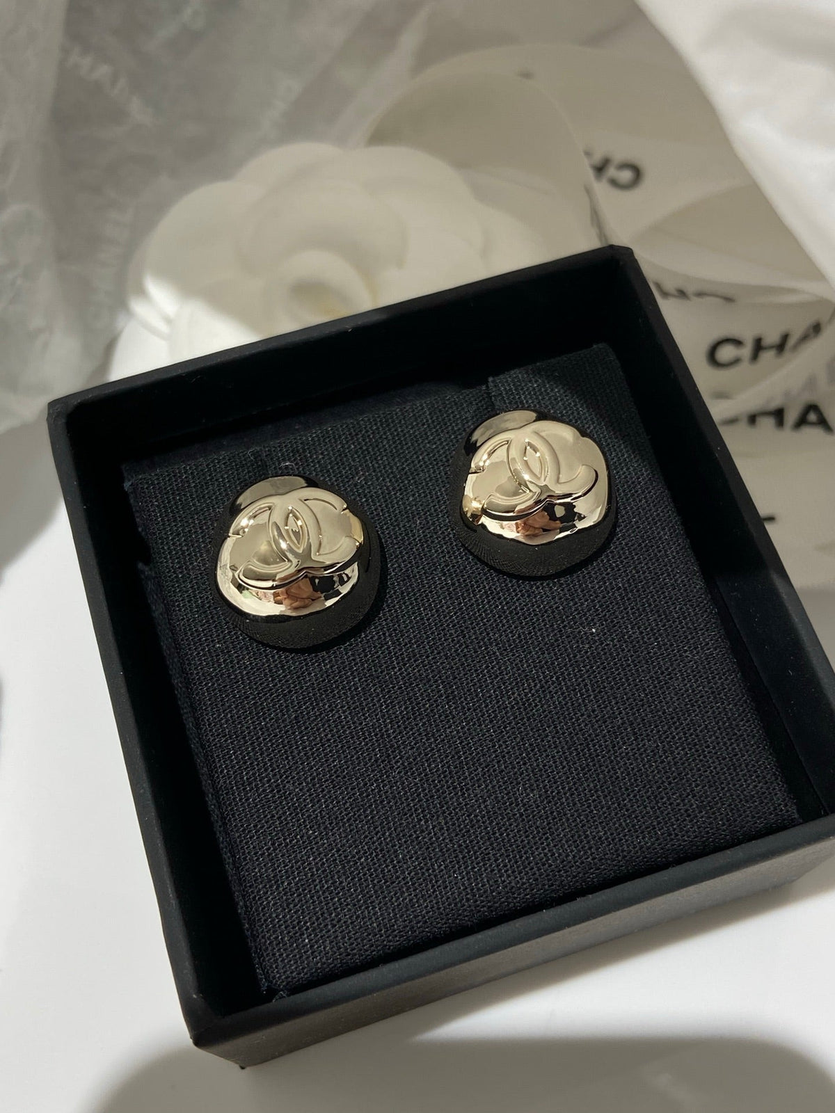 CC Sphere Stud Gold Double C Earrings