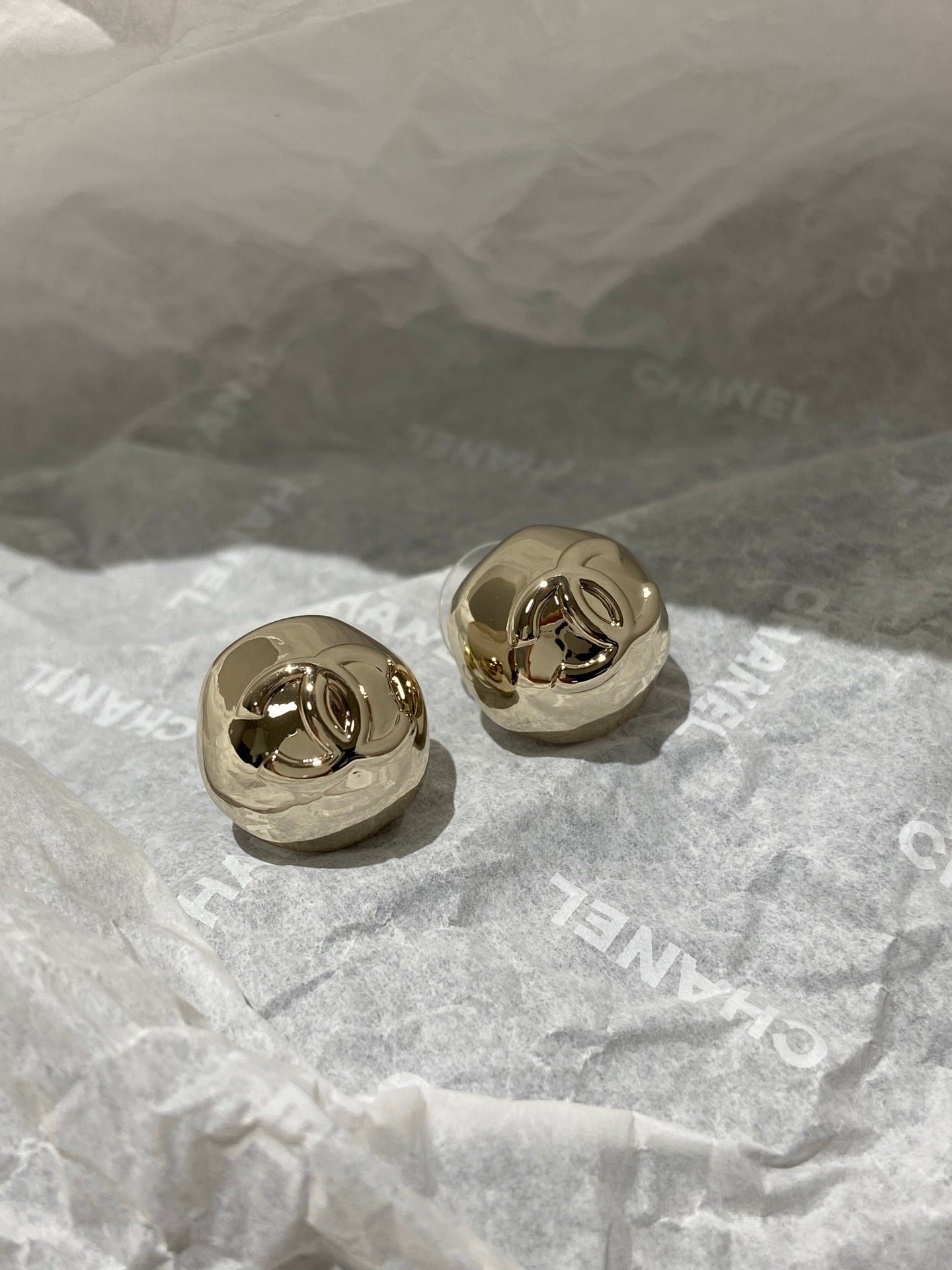 CC Sphere Stud Gold Double C Earrings
