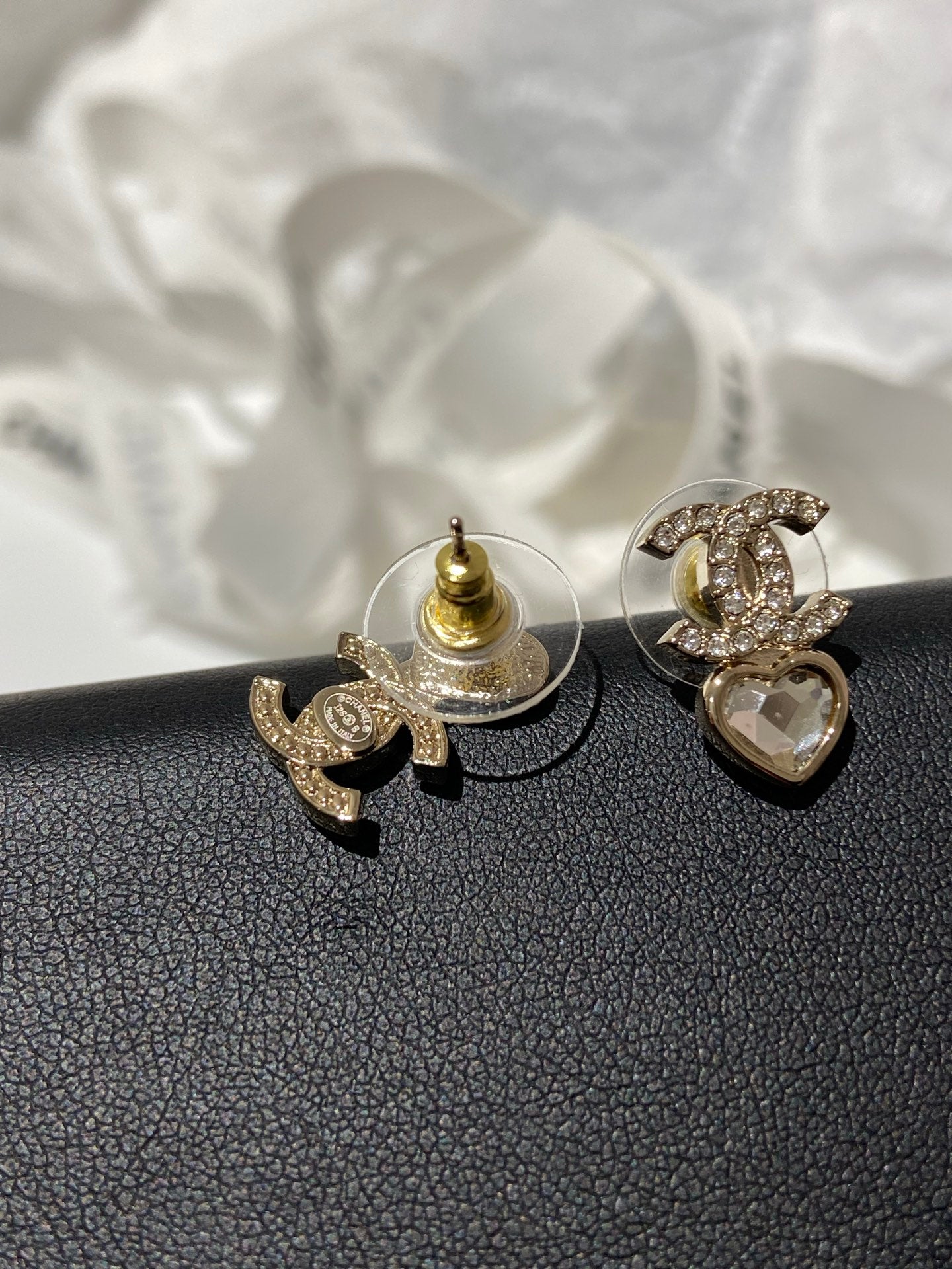 CC Asymmetrical Heart Gold Diamond Earrings