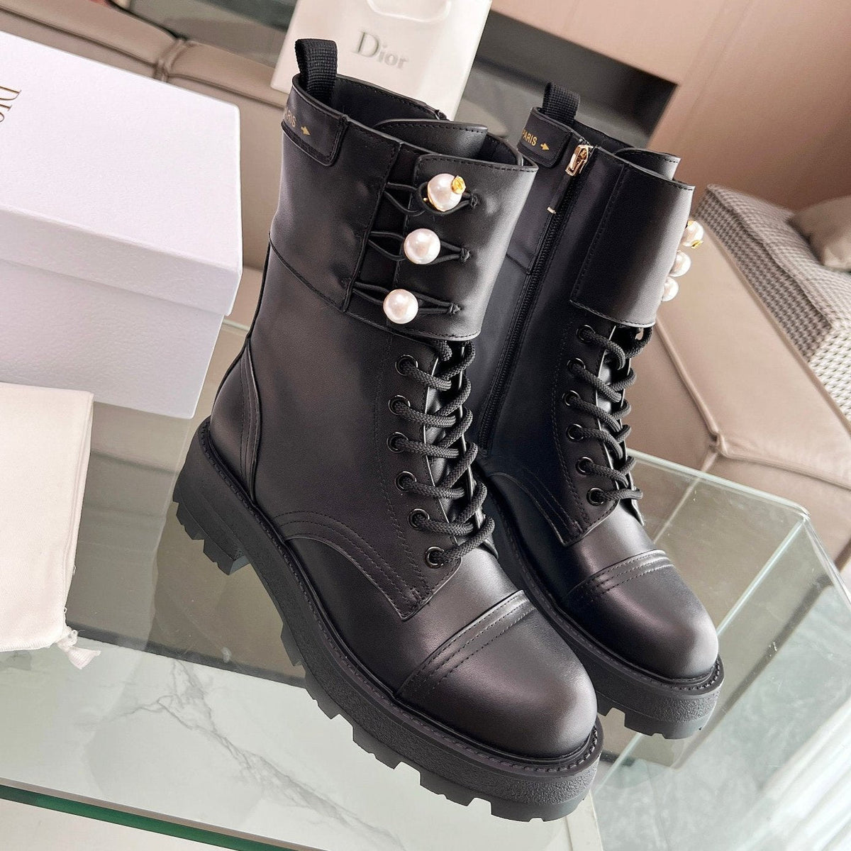 CD D-Strike Ankle Boot Plain Black Calfskin