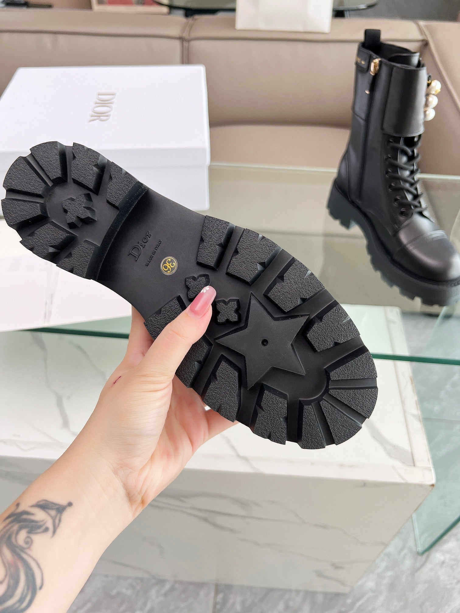 CD D-Strike Ankle Boot Plain Black Calfskin