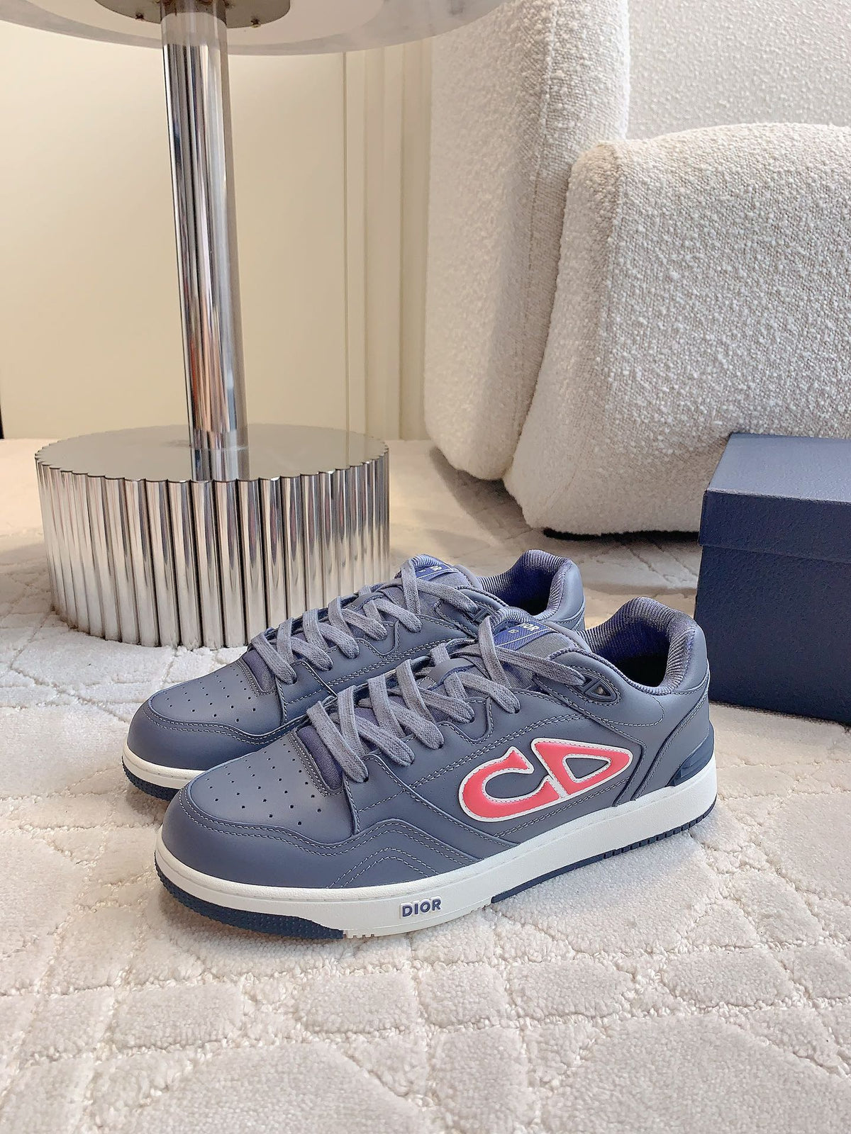 CD AND STONE ISLAND B57 Low-Top Sneaker â€“ Limited And Numbered Edition Blue Mix Red Calfskin
