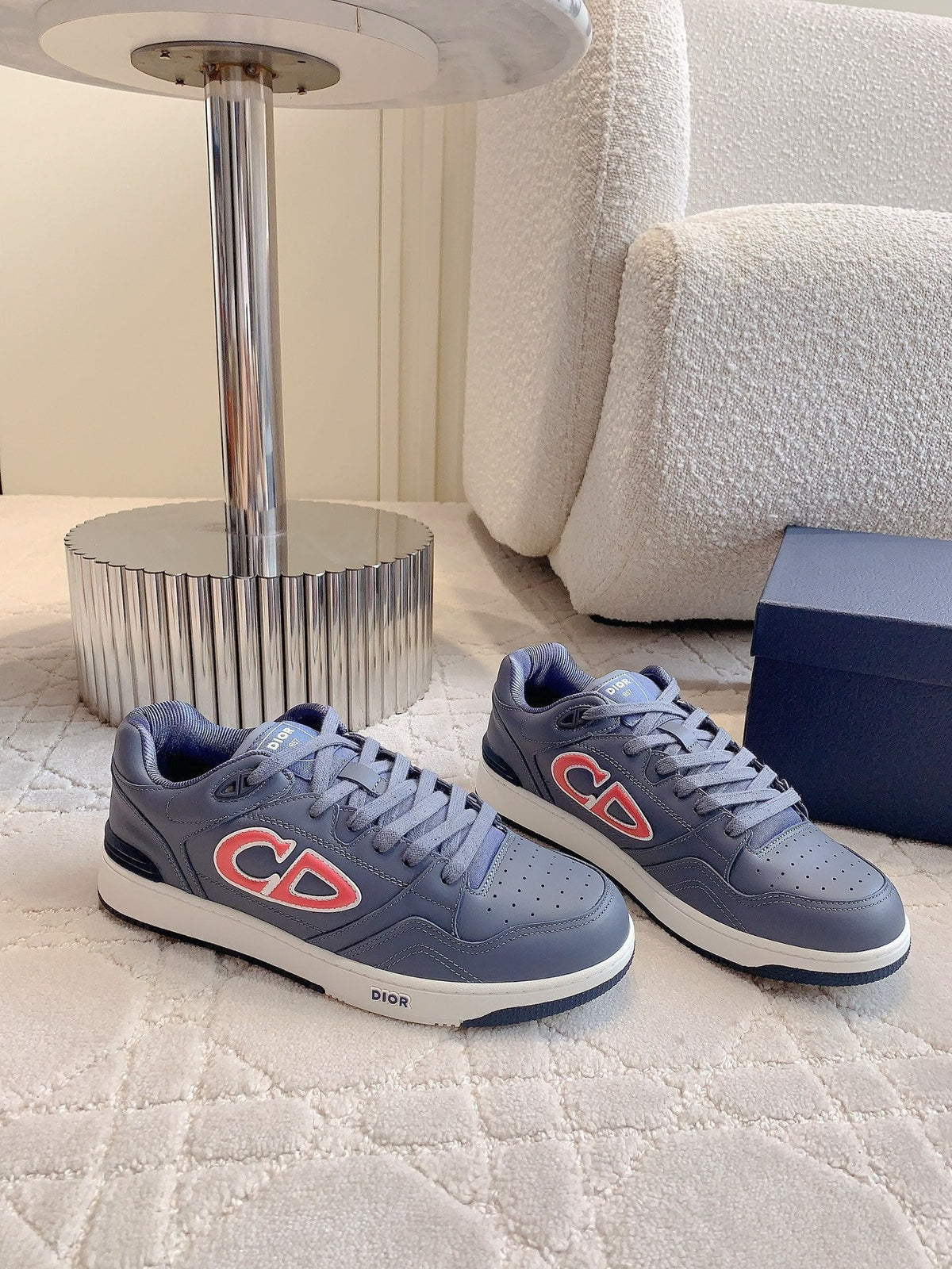 CD AND STONE ISLAND B57 Low-Top Sneaker â€“ Limited And Numbered Edition Blue Mix Red Calfskin