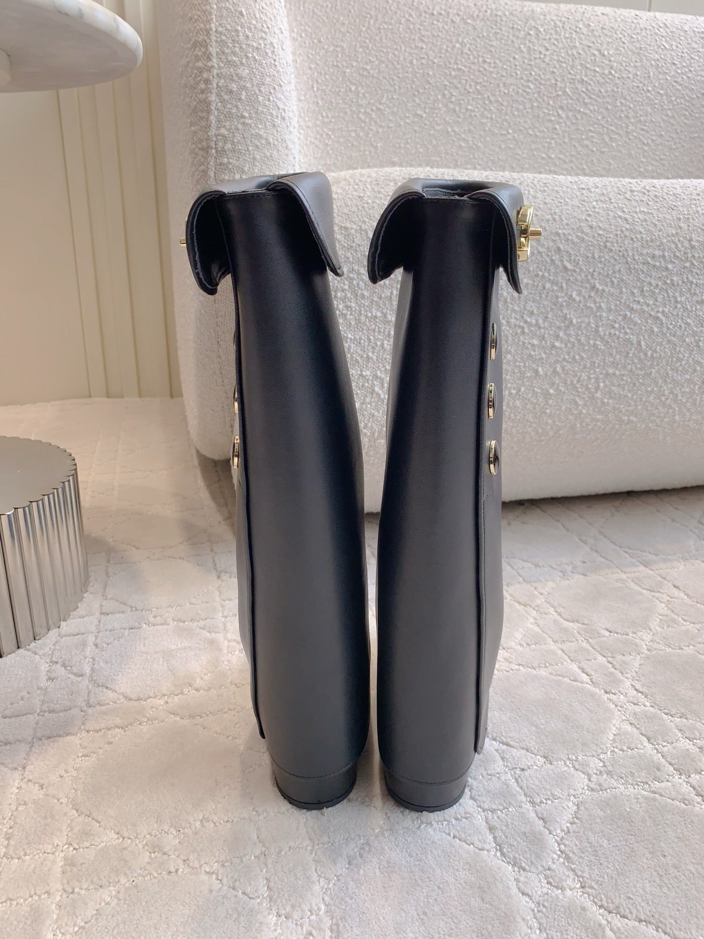 CC 25 Buttoned Boot Black Calfskin 516649
