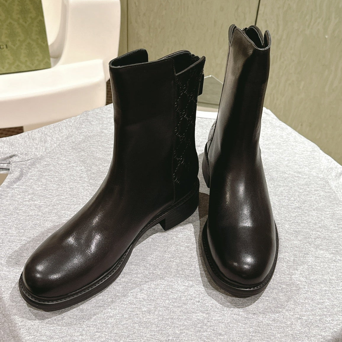 Gucci Riding Ankle Boot Black Sheepskin 484878