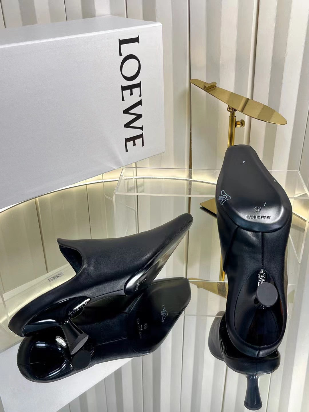Loewe 2026 Emily Heeled Mule 50mm Leather 139084