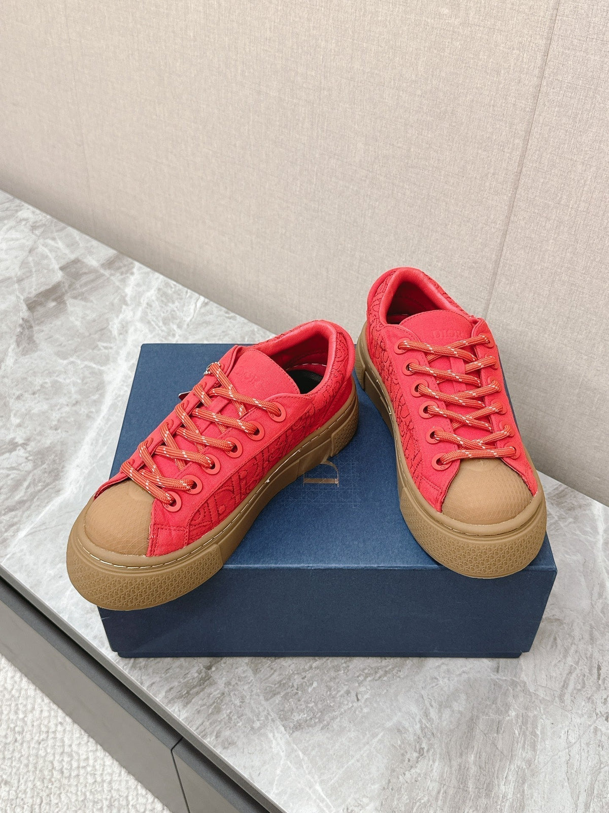 CD And Stone Island B33 Sneaker â€“ Limited And Numbered Edition Coral Red Canvas
