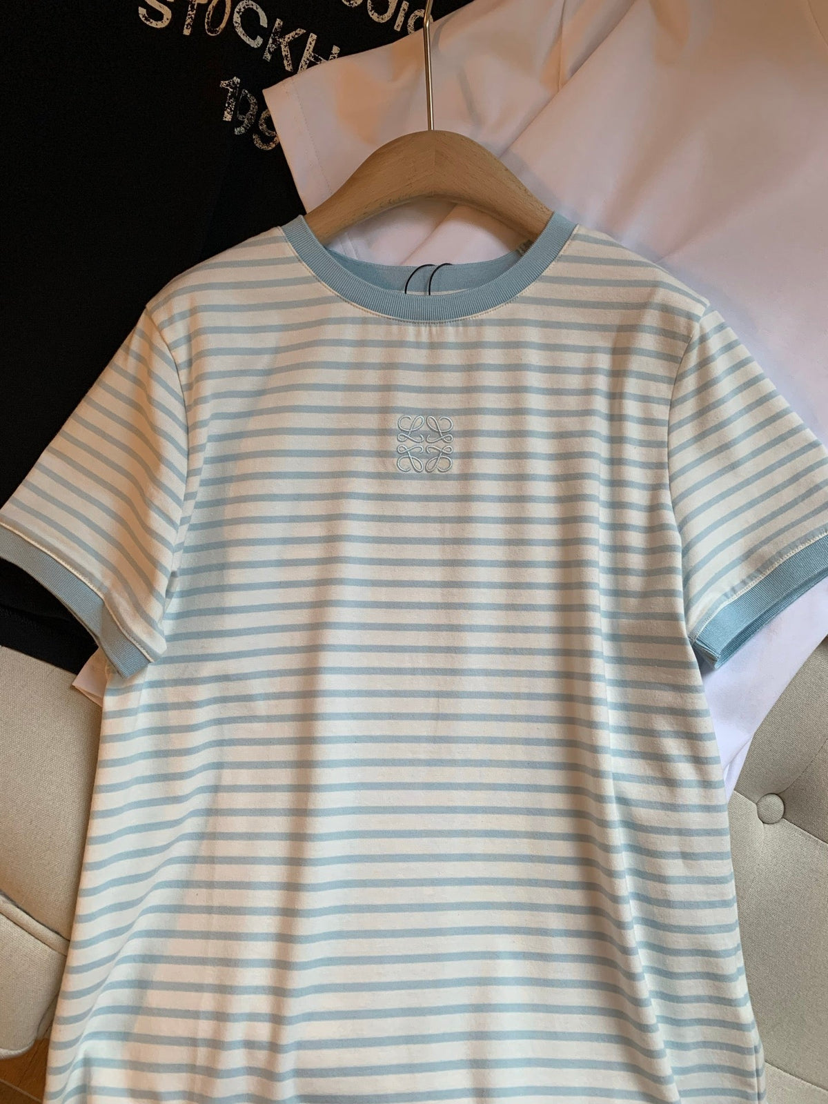 Loewe Short Sleeved T-shirt White mix Blue Cotton