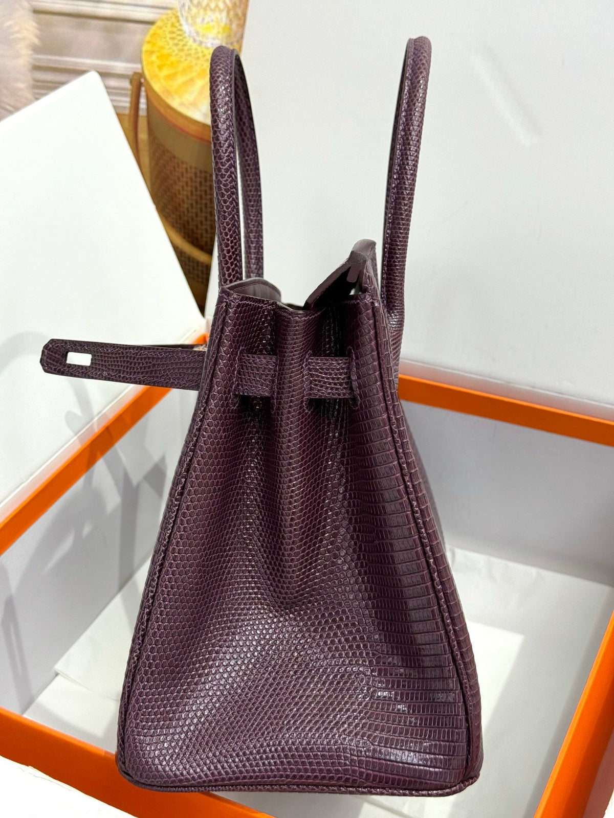 High-end Hermes 2026 Birkin Bag 30cm Deep Plum Lizard Skin