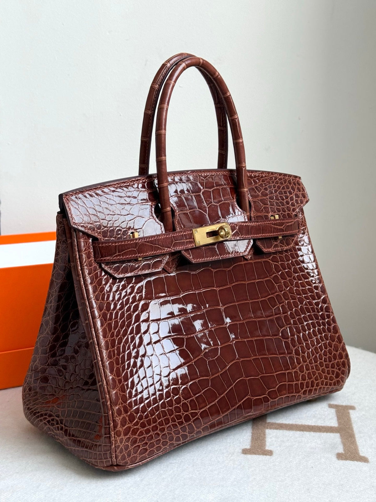 High-end Hermes 2026 Birkin Bag 30cm Glossy Crocodile Leather