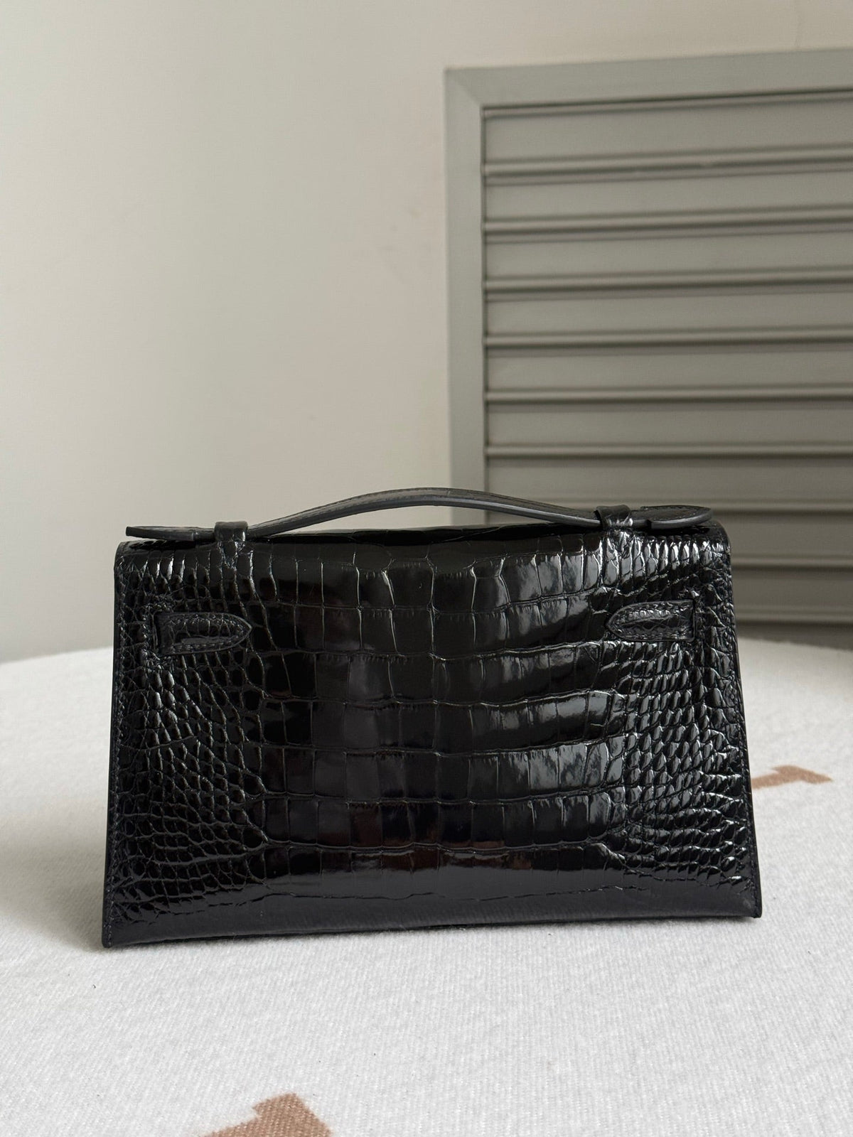 High-end Hermes 2026 Kelly Pochette Bag 22cm Glossy Crocodile Leather
